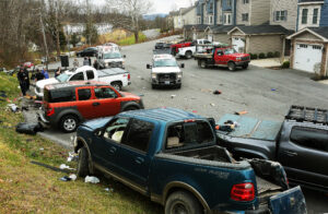 Thursday accident damages several parked cars